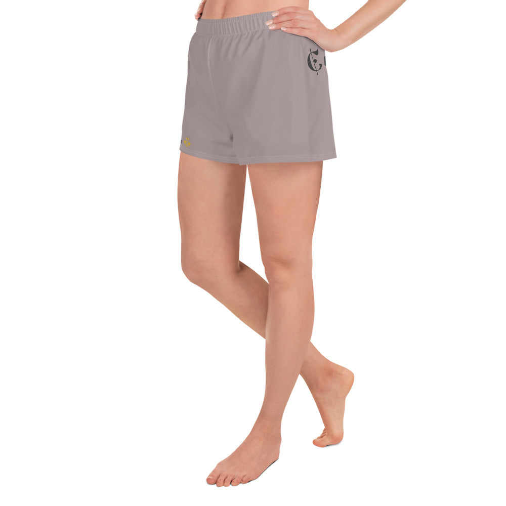 Women’s Recycled Athletic Shorts with Couture Couture Print on bum - Breathable Pickleball-Inspired Shorts with Crown