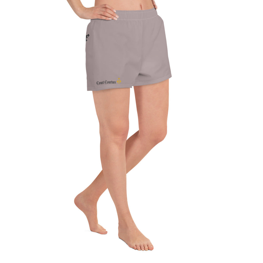Women’s Recycled Athletic Shorts with Couture Couture Print on bum - Breathable Pickleball-Inspired Shorts with Crown