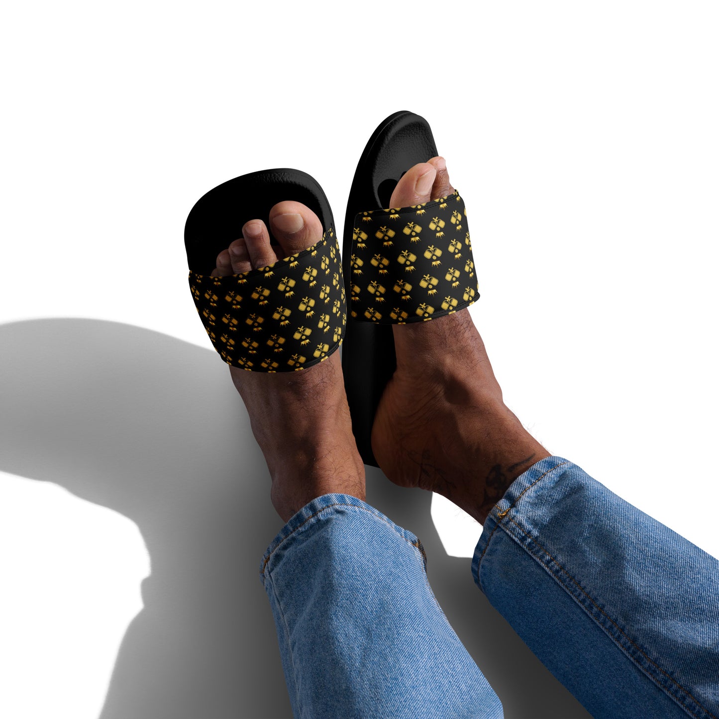 Pickleball Court Courture Men's Slides with Gold Crowns