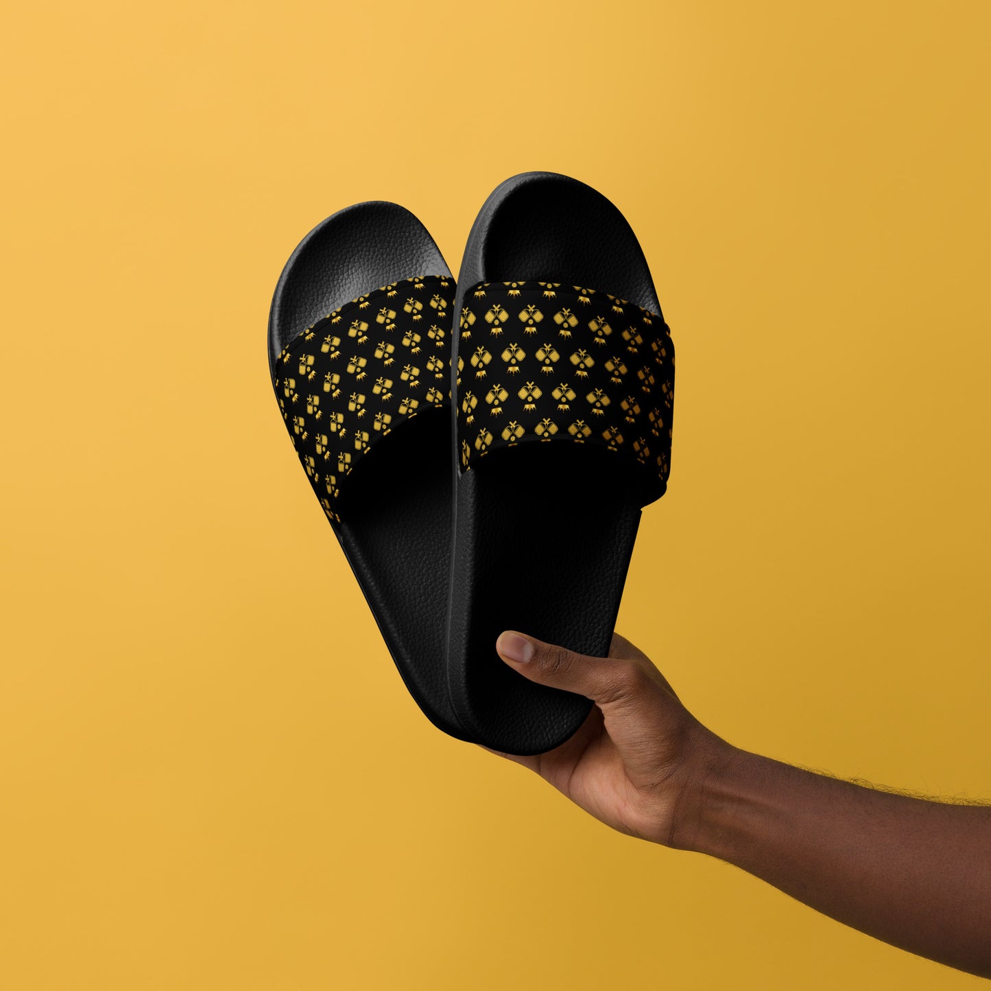 Pickleball Court Courture Men's Slides with Gold Crowns