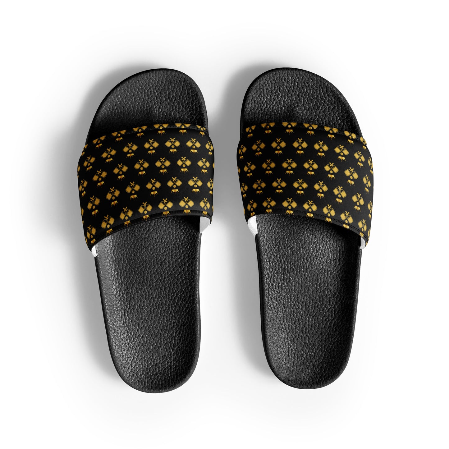 Pickleball Court Courture Men's Slides with Gold Crowns