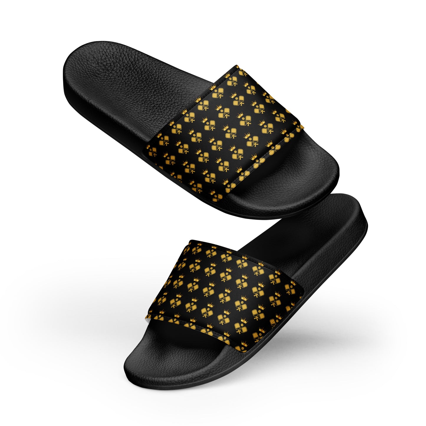 Pickleball Court Courture Men's Slides with Gold Crowns