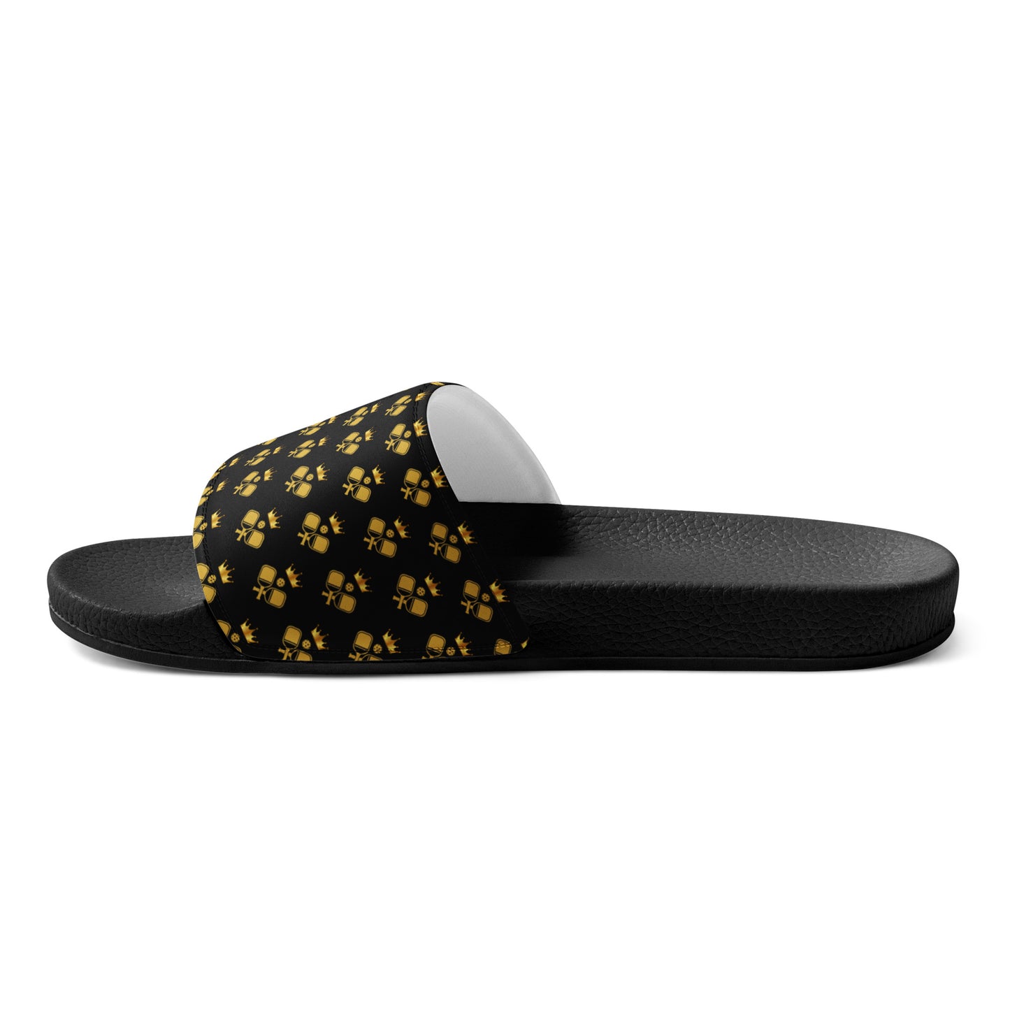 Pickleball Court Courture Men's Slides with Gold Crowns