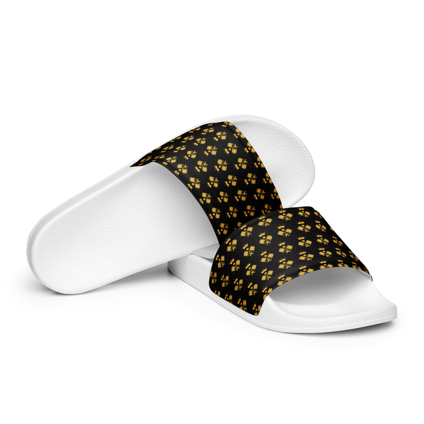 Pickleball Court Courture Men's Slides with Gold Crowns