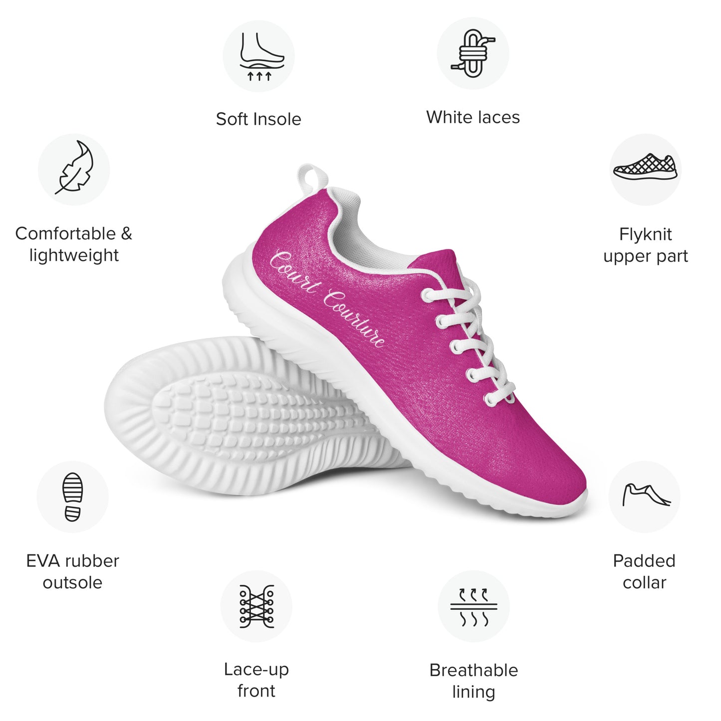 Court Couture Pink Athletic Shoes: Ultra-Comfy, Court-Ready Footwear for Pickleball, Tennis, and Active Enthusiasts