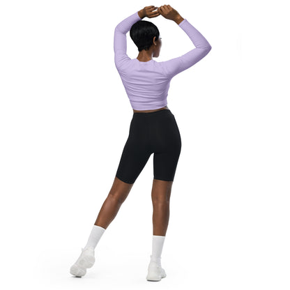 Lilac Regal Pickleball & Crown Emblem Recycled Long-Sleeve Crop Top: Eco-Luxe Athletic Elegance