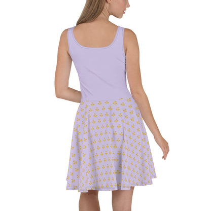 Royal Pickleball Lilac Skater Dress with Gold Emblems | Elegant, Comfortable, Play-Ready