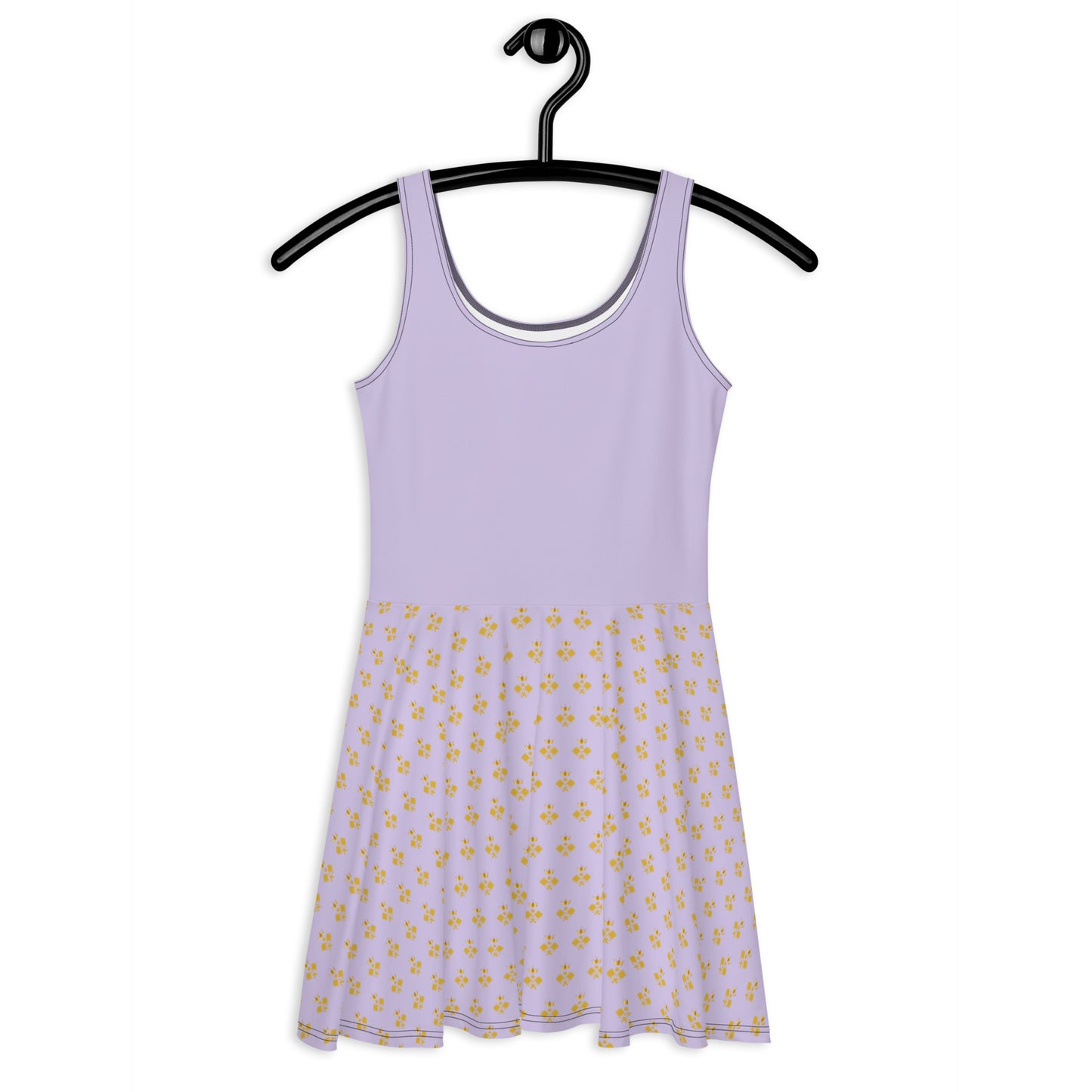 Royal Pickleball Lilac Skater Dress with Gold Emblems | Elegant, Comfortable, Play-Ready
