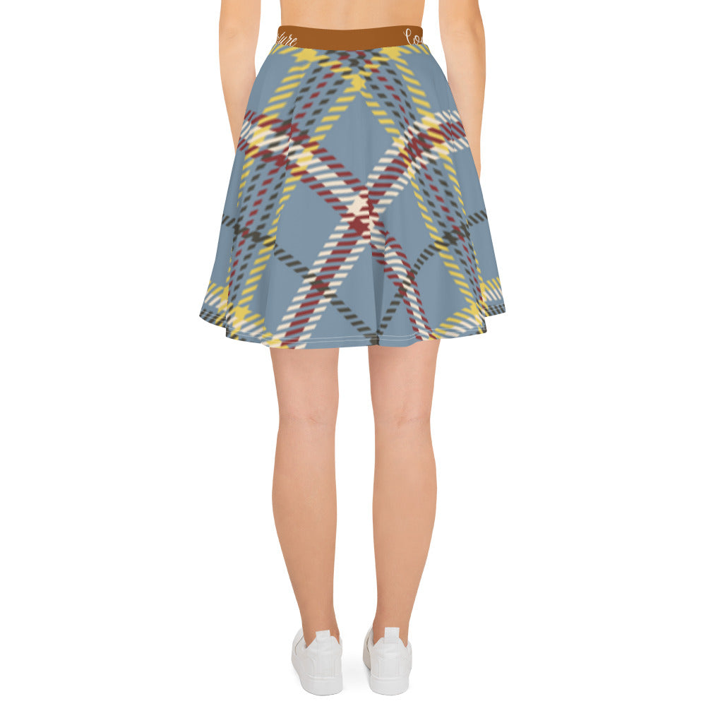 Elegant Vintage Brown & Blue Skater Skirt for Pickleball Enthusiasts | Comfortable & Stylish