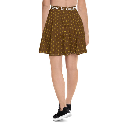 Luxurious Brown & Gold Crown Courture Skirt for Pickleball