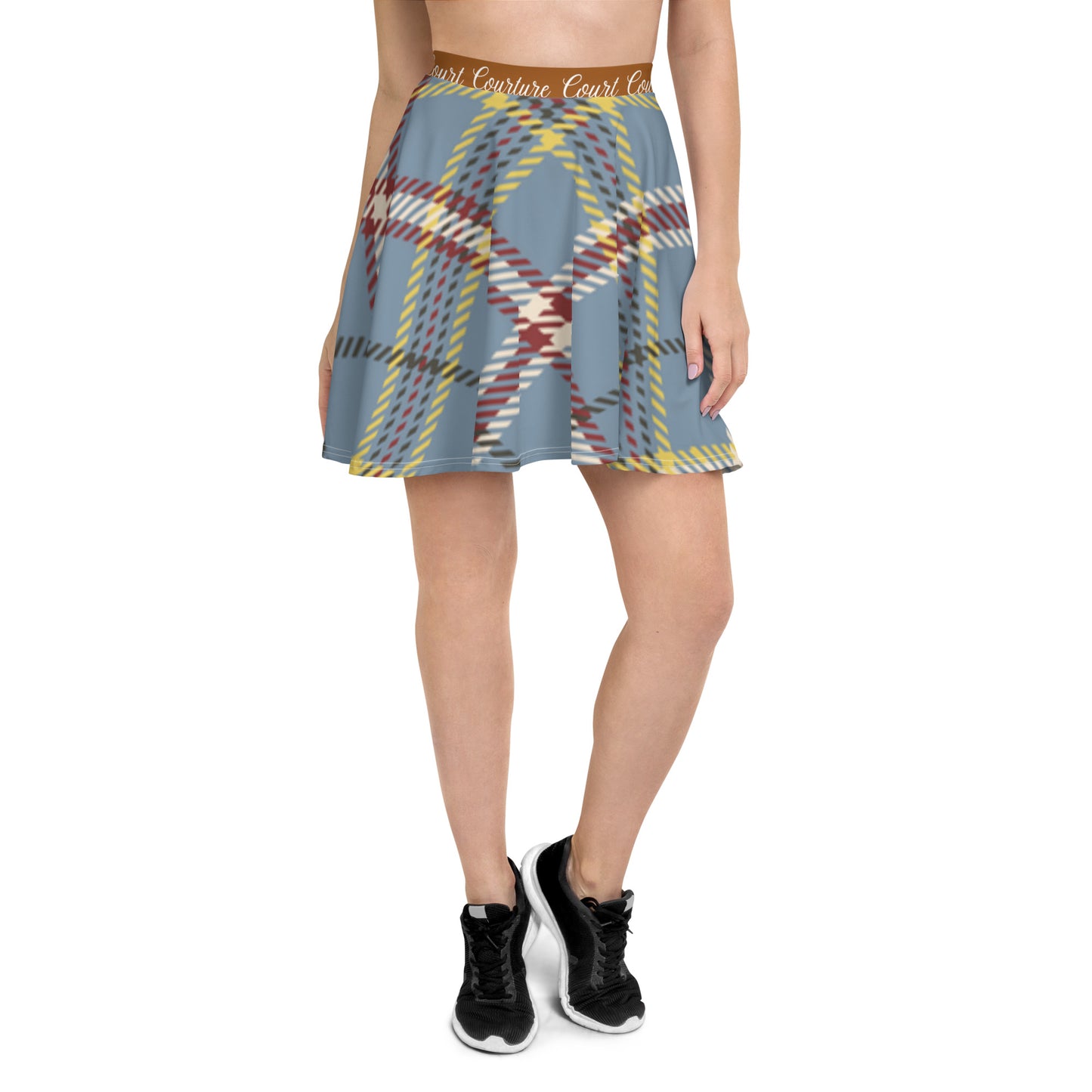 Elegant Vintage Brown & Blue Skater Skirt for Pickleball Enthusiasts | Comfortable & Stylish