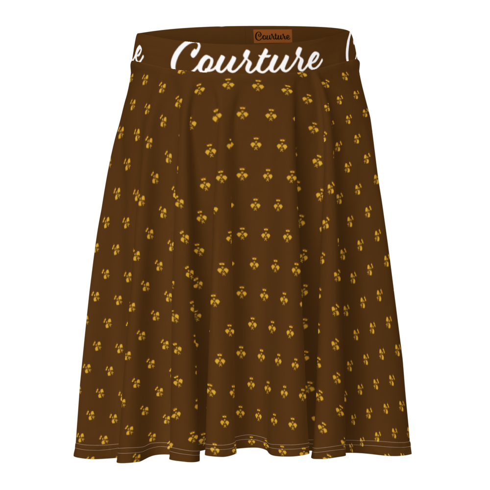 Luxurious Brown & Gold Crown Courture Skirt for Pickleball