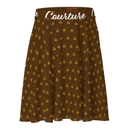 Luxurious Brown & Gold Crown Courture Skirt for Pickleball