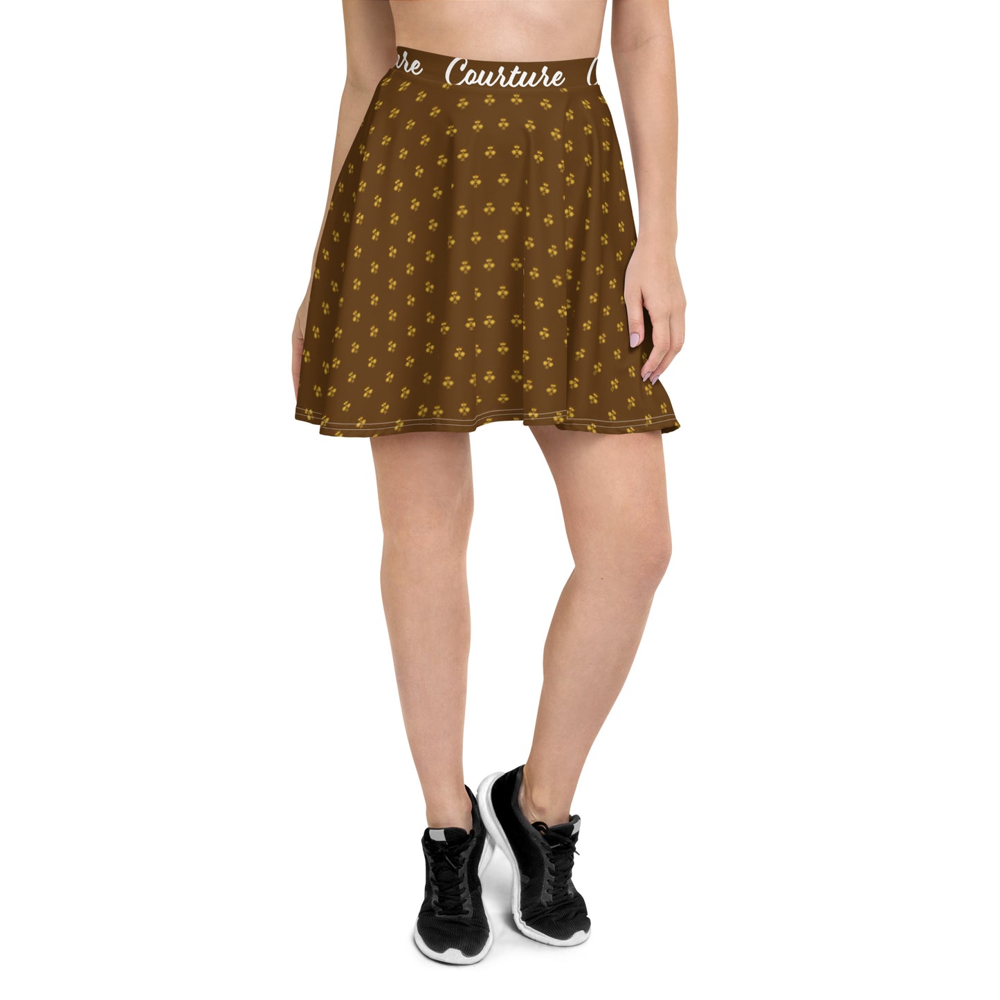 Luxurious Brown & Gold Crown Courture Skirt for Pickleball