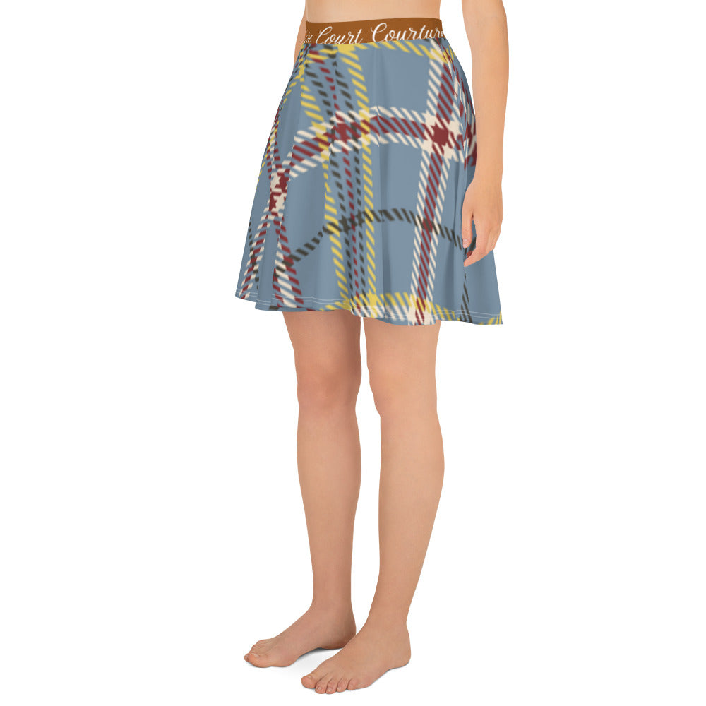 Elegant Vintage Brown & Blue Skater Skirt for Pickleball Enthusiasts | Comfortable & Stylish