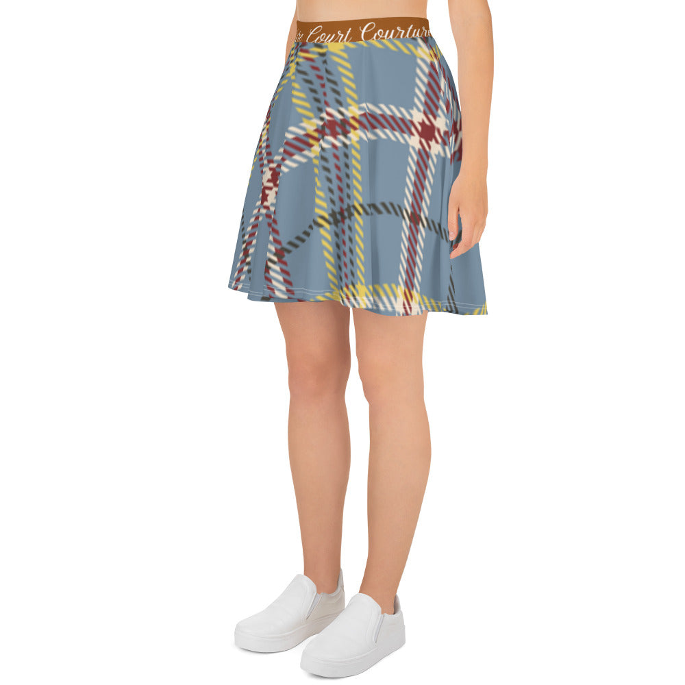 Elegant Vintage Brown & Blue Skater Skirt for Pickleball Enthusiasts | Comfortable & Stylish