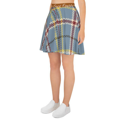 Elegant Vintage Brown & Blue Skater Skirt for Pickleball Enthusiasts | Comfortable & Stylish