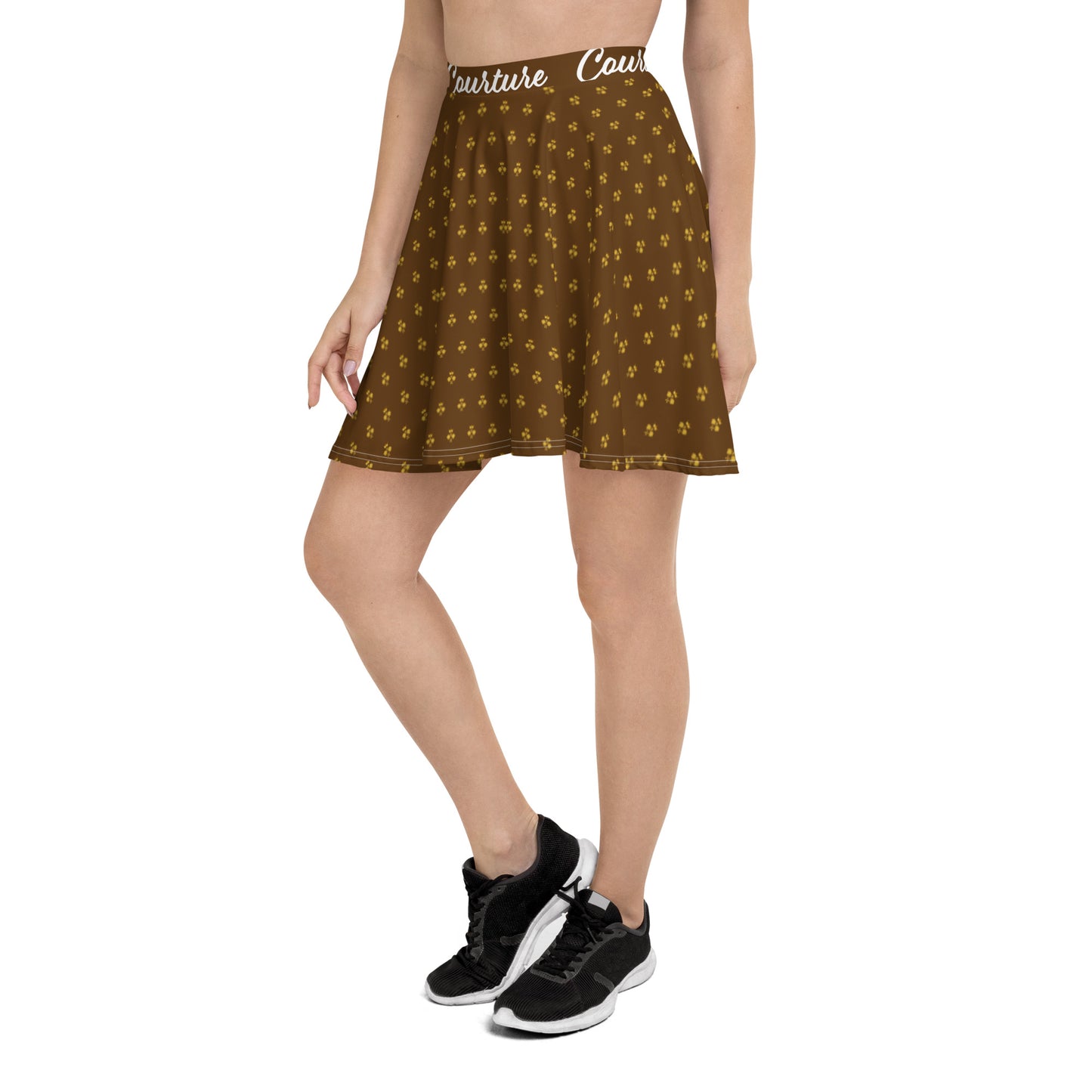 Luxurious Brown & Gold Crown Courture Skirt for Pickleball