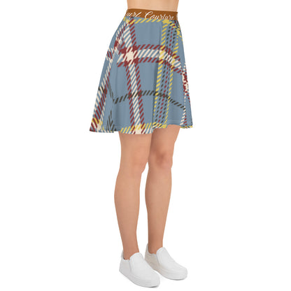 Elegant Vintage Brown & Blue Skater Skirt for Pickleball Enthusiasts | Comfortable & Stylish