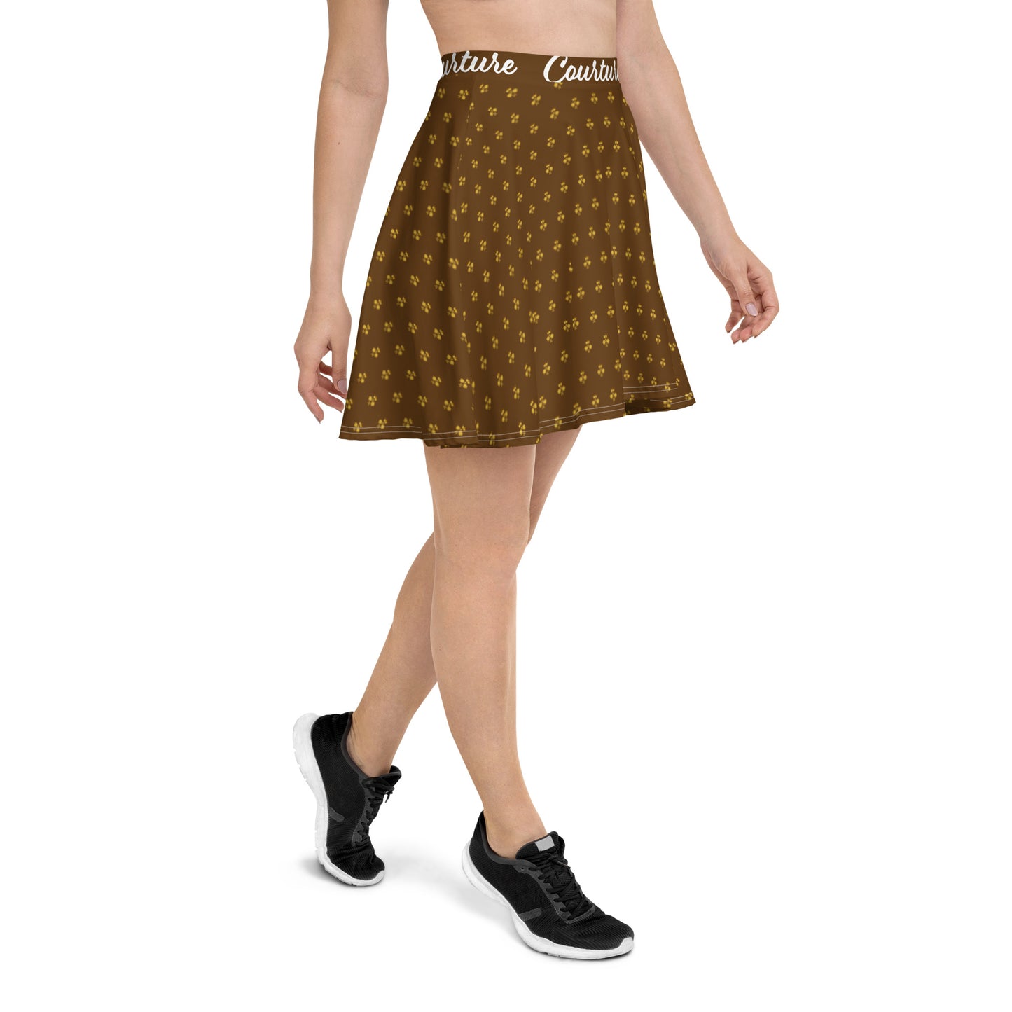 Luxurious Brown & Gold Crown Courture Skirt for Pickleball