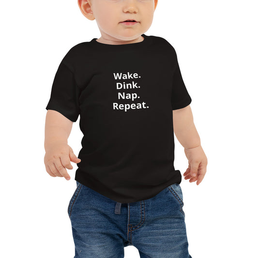 Wake, Dink, Nap, Repeat Pickleball-Inspired Baby Jersey Tee - The Perfect Blend of Comfort, Style, and Playfulness