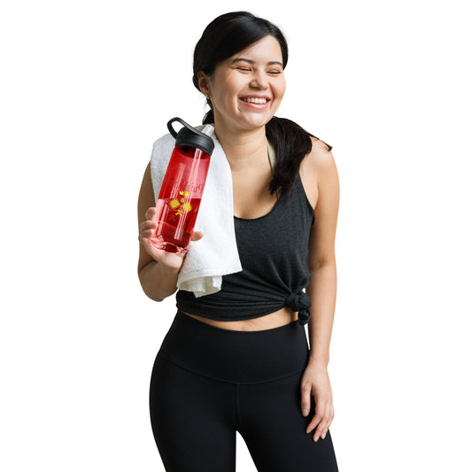 Pickleball Pickleballer with Crown Red Water Bottle