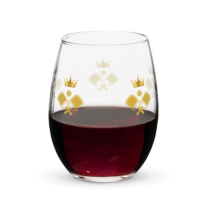 Elegant Pickleball Emblem Stemless Wine Glass: Toast to Victories with Style