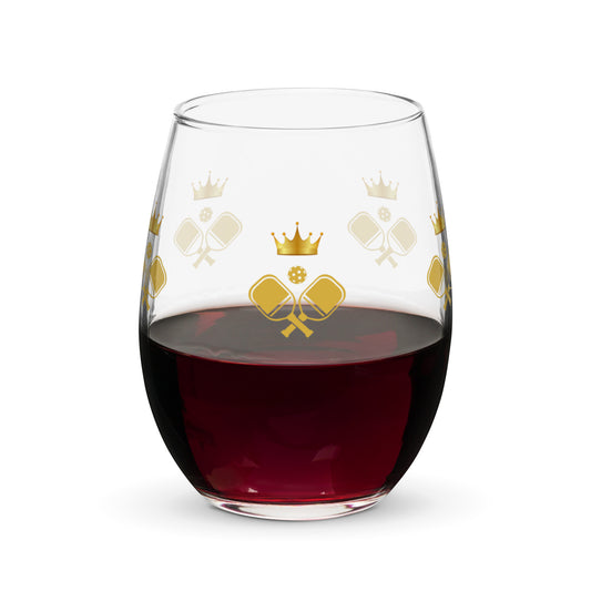 Elegant Pickleball Emblem Stemless Wine Glass: Toast to Victories with Style