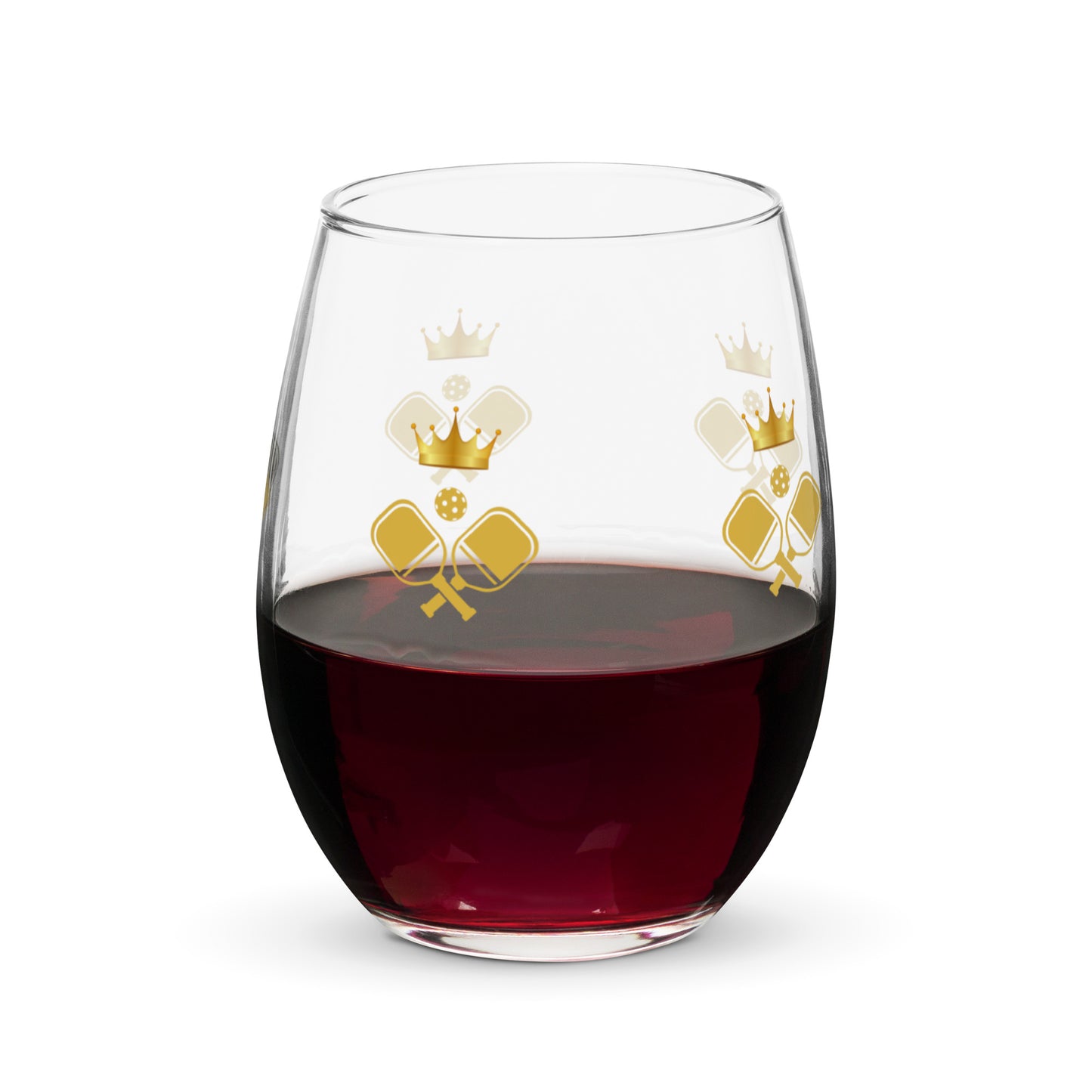 Elegant Pickleball Emblem Stemless Wine Glass: Toast to Victories with Style