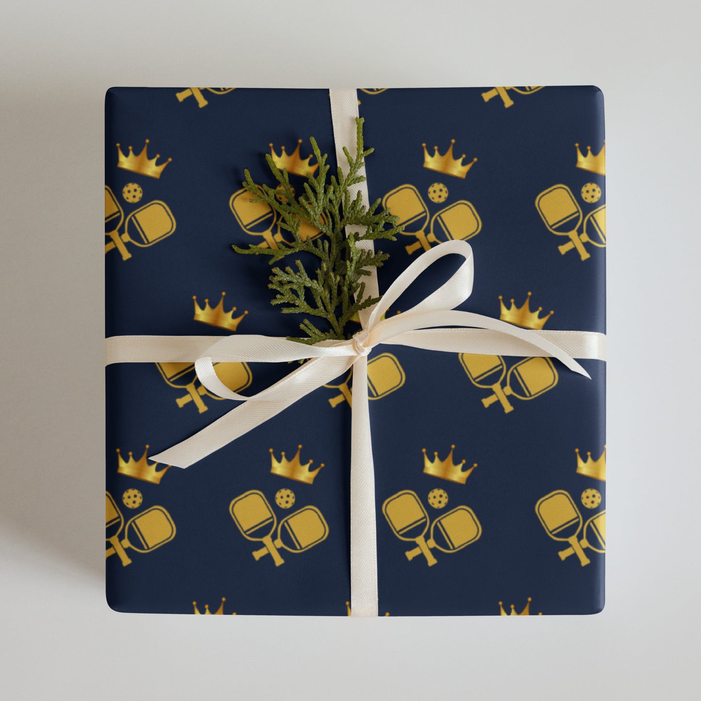 Royal Kings and Queens of Pickleball Royal Gift Wrapping Paper (Set of 3) - Navy & Gold Premium Matte Finish Gift Wrap