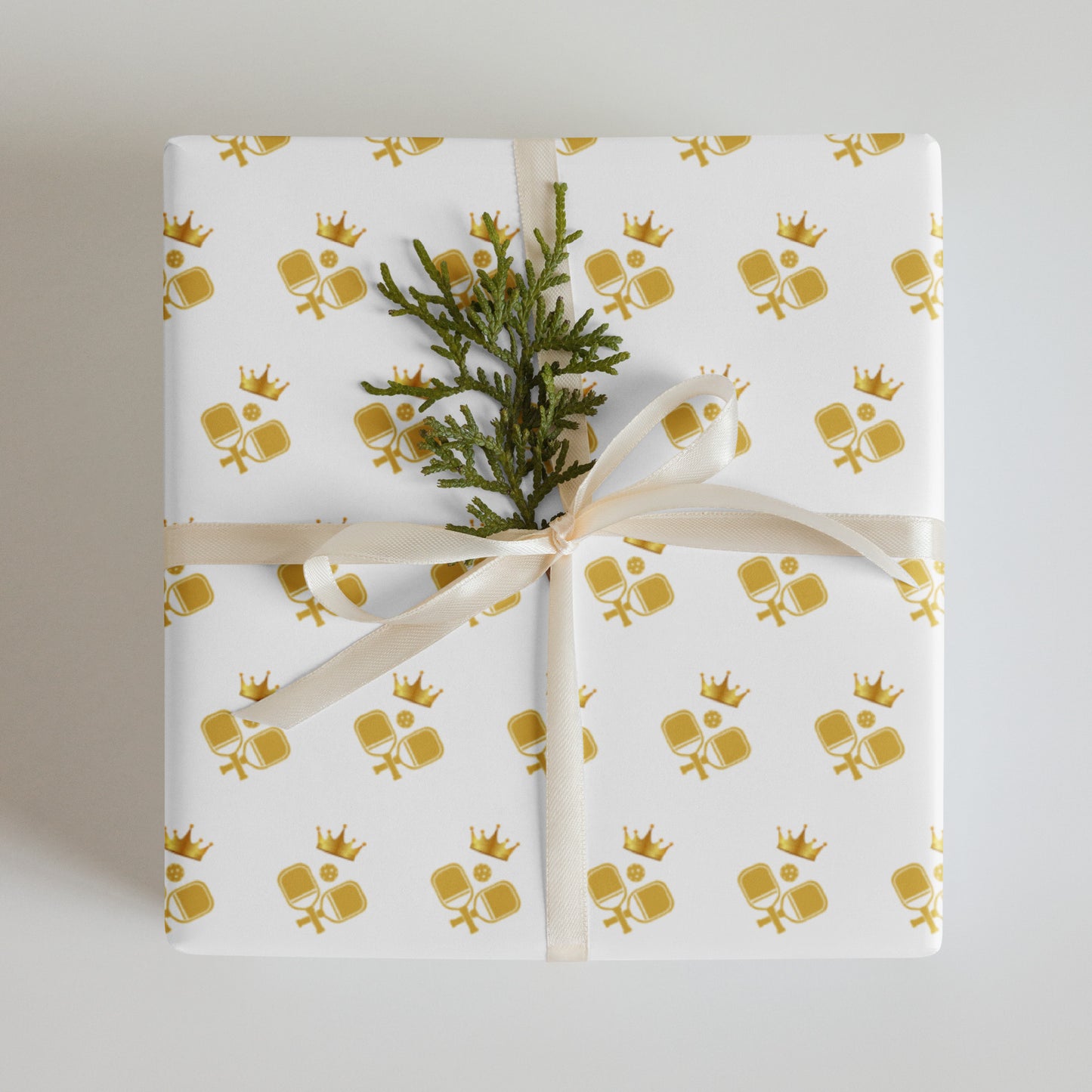 Royal Kings and Queens of Pickleball Royal Gift Wrapping Paper (Set of 3) - White & Gold Premium Matte Finish Gift Wrap