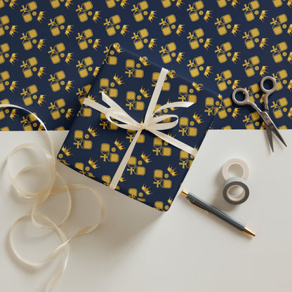 Royal Kings and Queens of Pickleball Royal Gift Wrapping Paper (Set of 3) - Navy & Gold Premium Matte Finish Gift Wrap